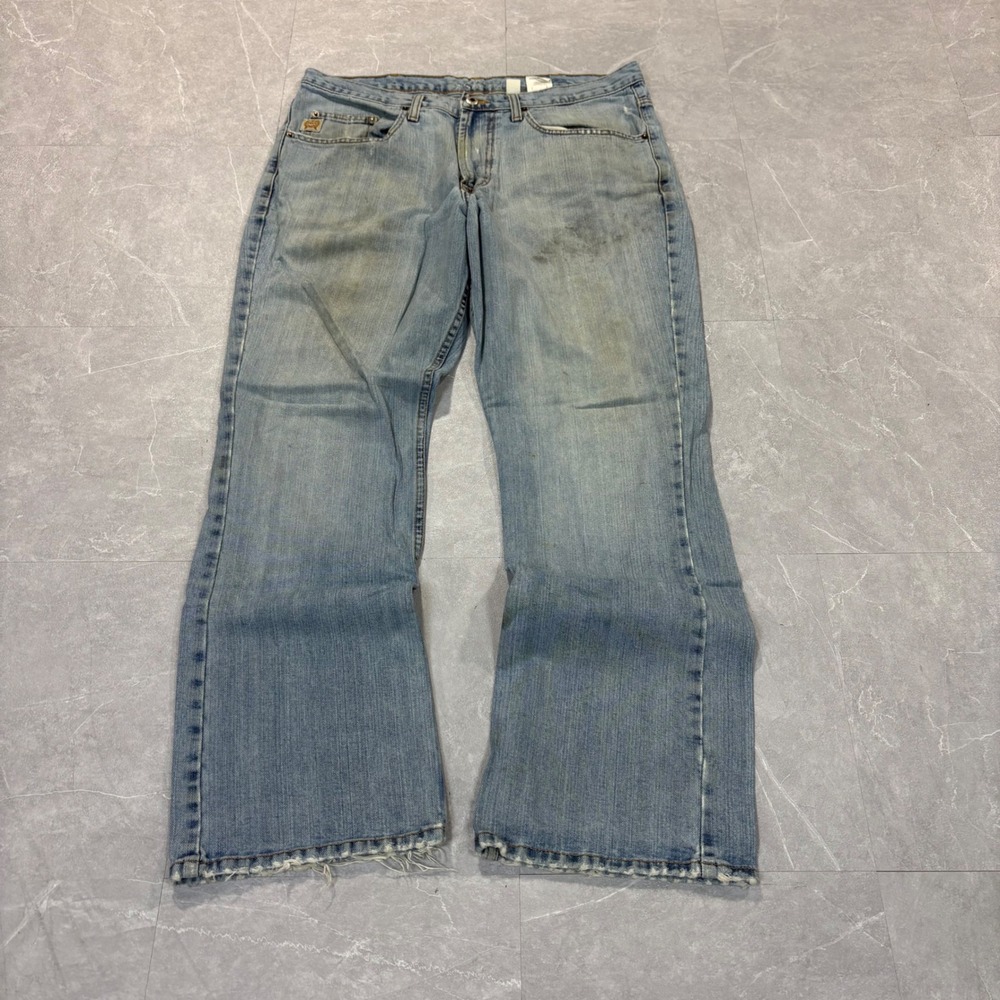 Cinch Mens Blue Label Relaxed Fit Jeans Light Wash Distressed 36x32 4846